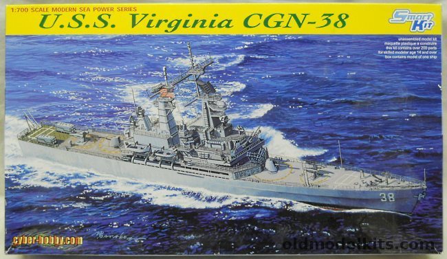 Dragon 1/700 USS Virginia CGN38 Guided Missile Cruiser Smart Kit Cyber-Hobby With Two Flagship Super Detail PE Sets, 7090 plastic model kit